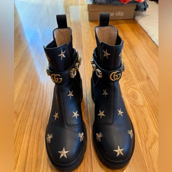 Embellished Gucci Combat Boots - Picture 1 of 7